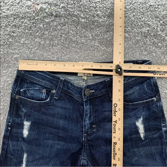 Dylan&George Alexandra Flare Y2K Vintage Low Rise Women Jeans Blue Distressed 26 - Picture 9 of 11